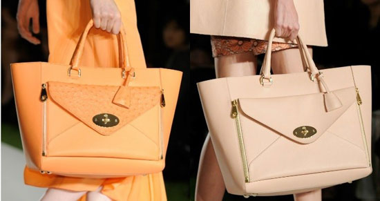 Borsa Mulberry modello Willow in pelle con clutch integrata in uno sfondo neutro