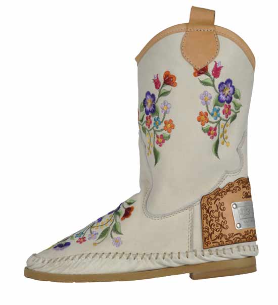 Stivali Karma of Charme con ricamo floreale su pelle colorata, modello cowgirl urbana