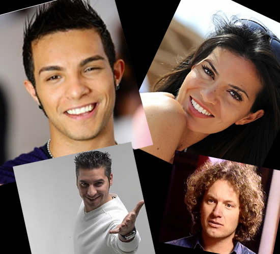 Concorrenti di talent show e reality in posa sotto i riflettori televisivi