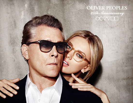 Ray Liotta e Bar Paly testimonial della campagna Oliver Peoples Resort Spring 2013 con occhiali di design