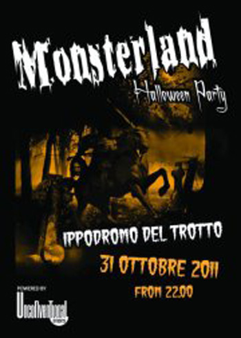 Allestimento spaventoso e scenografie horror dell'Ippodromo del Trotto per Monsterland Halloween Party a Milano