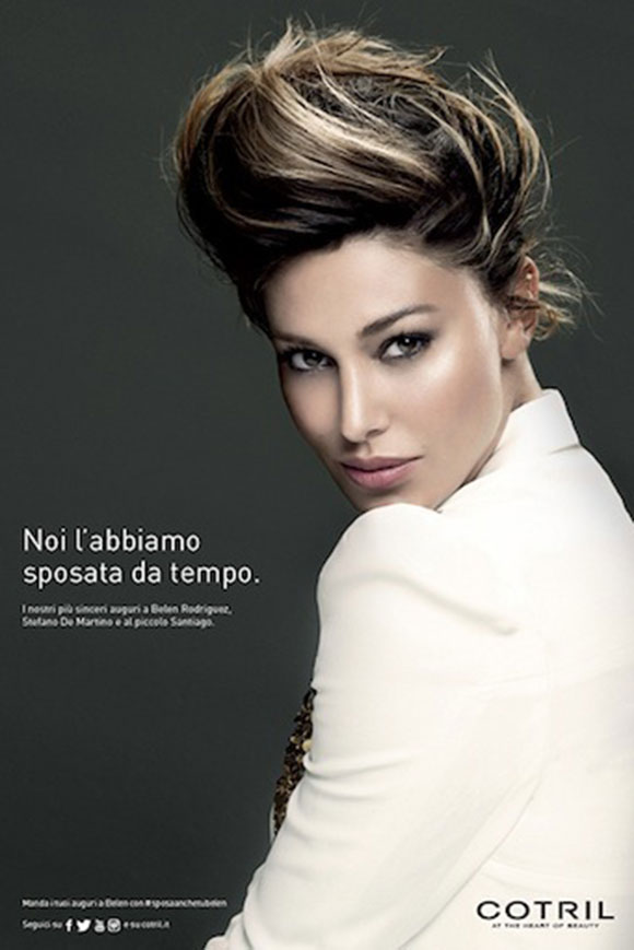 Belen Rodriguez testimonial Cotril in elegante look da matrimonio