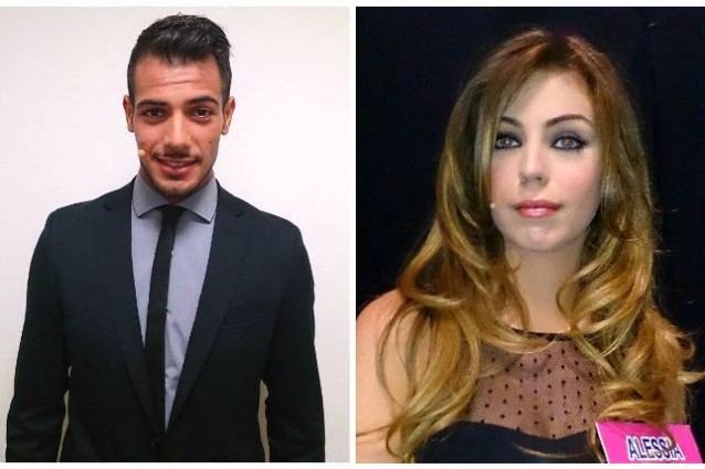 Aldo Palmeri e Alessia Cammarota durante la puntata di Uomini e Donne con la sorpresa di Aldo