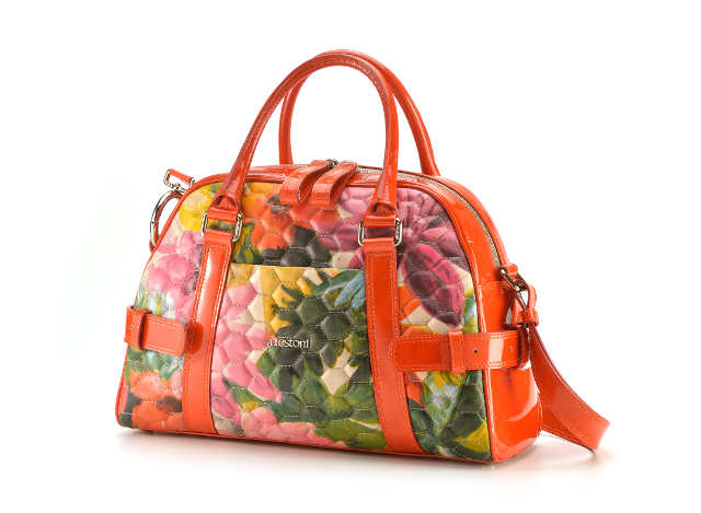 Collezione A.Testoni Nappa Flower con calzature e borsa in pelle nappa trapuntata e stampe floreali