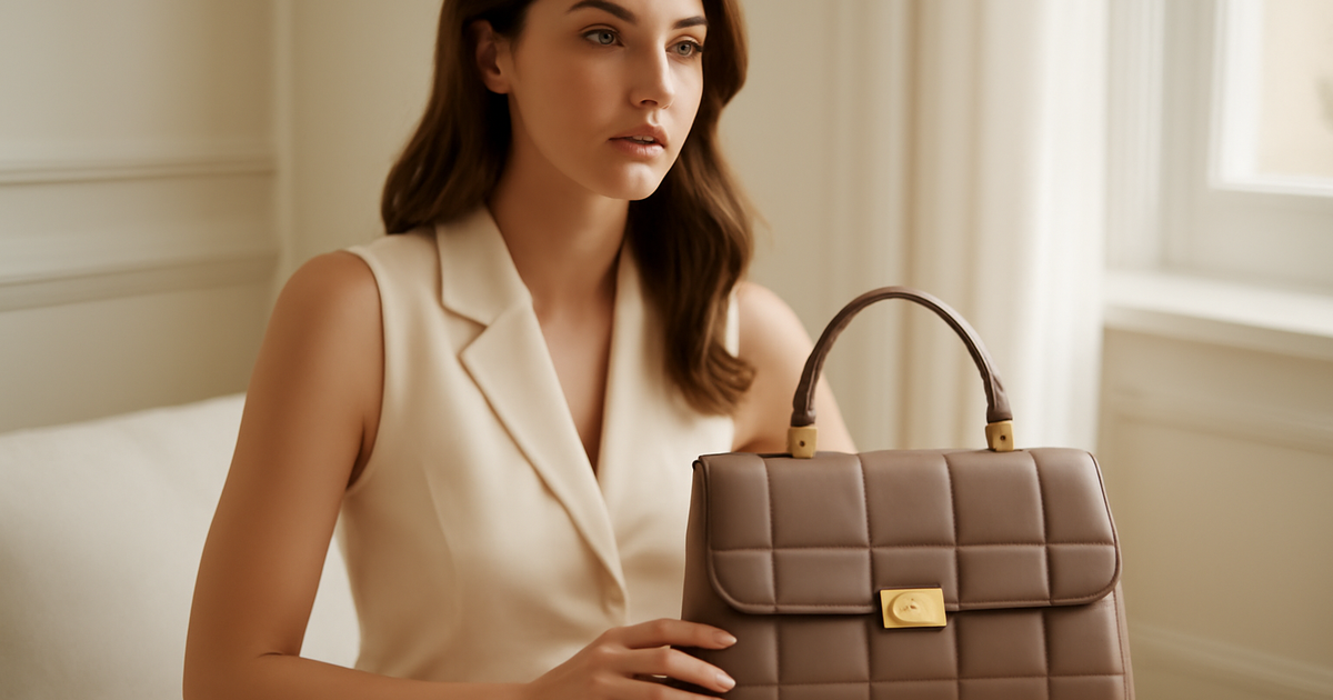 Borsa chic elegante con dettagli raffinati, accessorio di moda femminile sofisticato