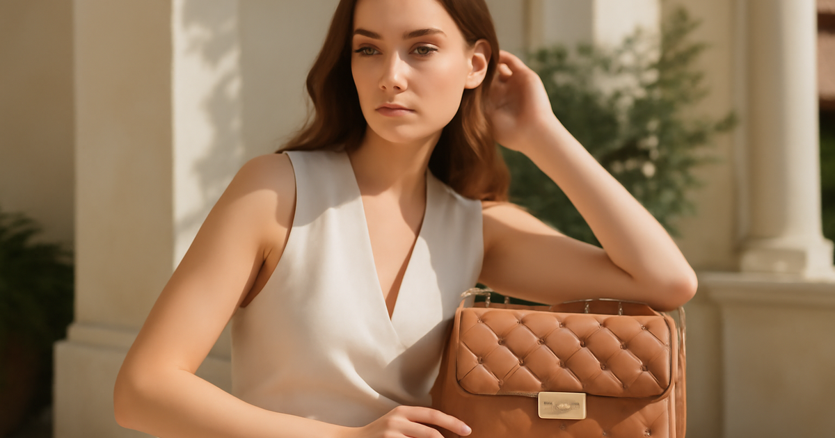Borsa di lusso elegante e raffinata su sfondo chiaro, accessorio moda donna esclusivo