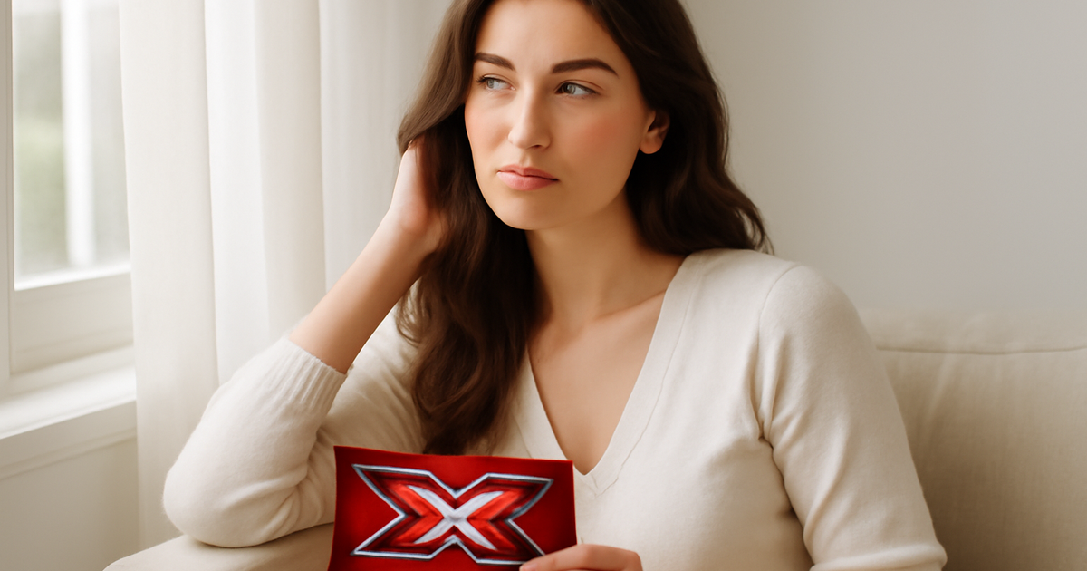 Immagine editoriale con scena musicale e atmosfera da talent show X Factor in studio televisivo