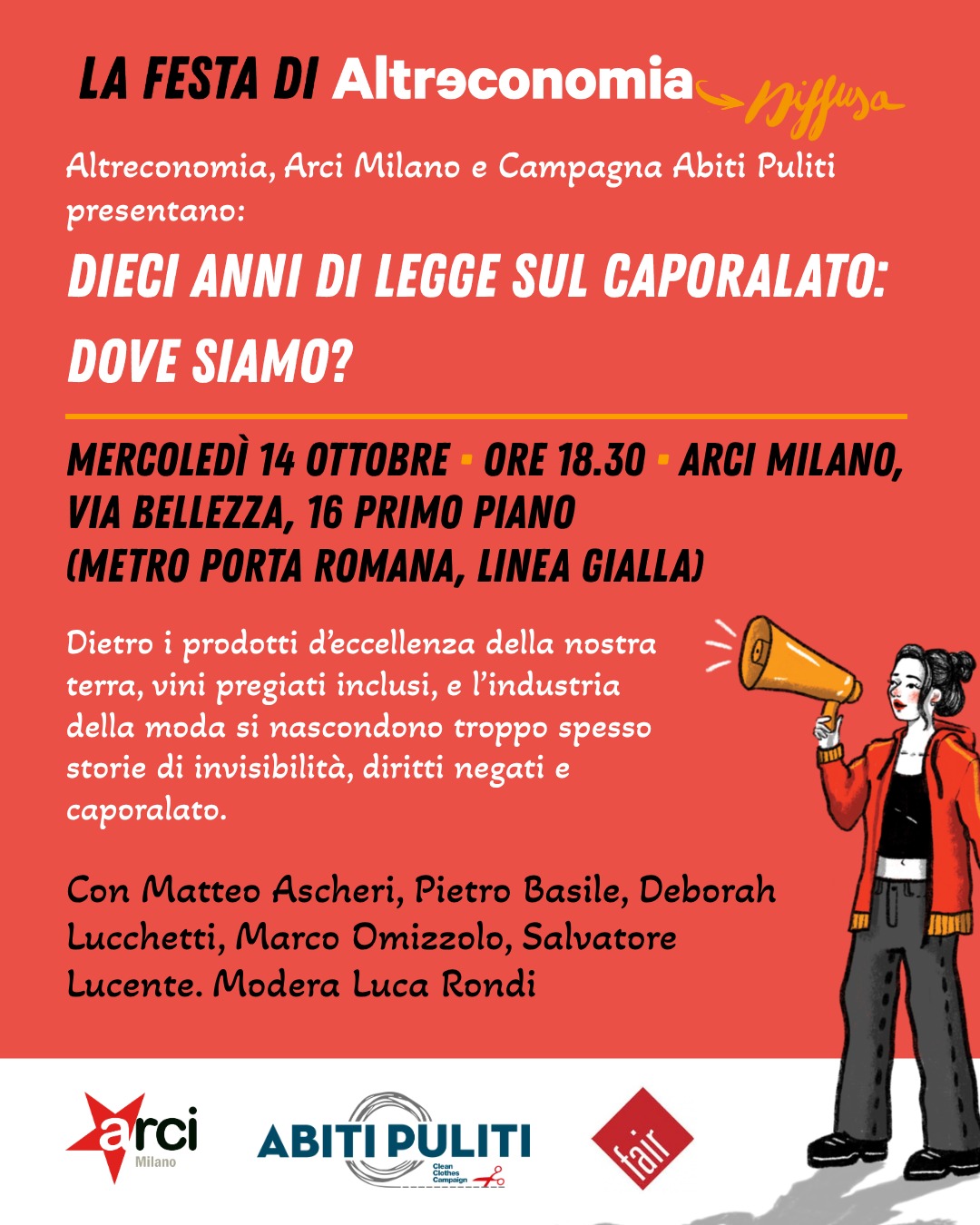 Dieci anni di Legge sul Caporalato: incontro a Milano il 14 ottobre