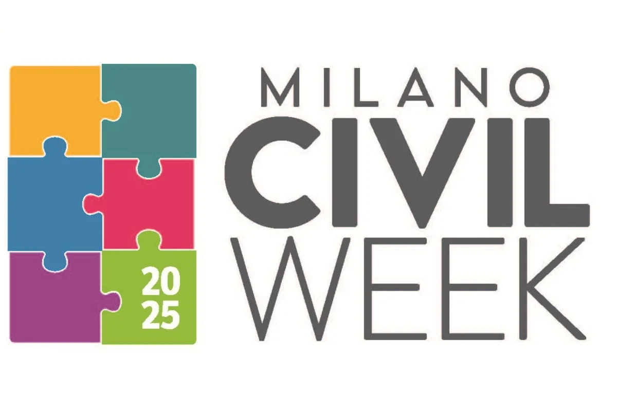 Logo colorato della Milano Civil Week 2025 con pezzi di puzzle e il testo “Milano Civil Week”