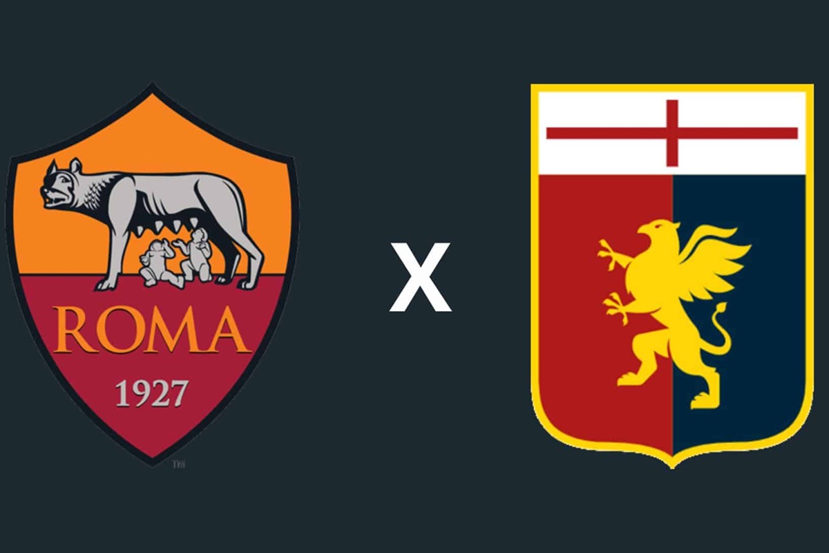 Stemma della AS Roma e stemma del Genoa CFC affiancati con una X centrale, simbolo del confronto tra le due squadre