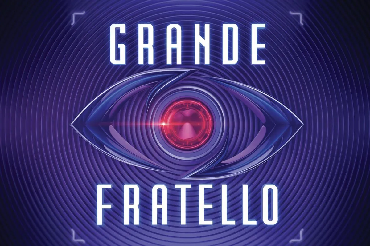Il logo del Grande Fratello presenta un'illustrazione stilizzata di un occhio su sfondo blu con cerchi concentrici.